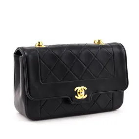 Chanel Black Quilted Lambskin Vintage Mini Diana Flap Bag