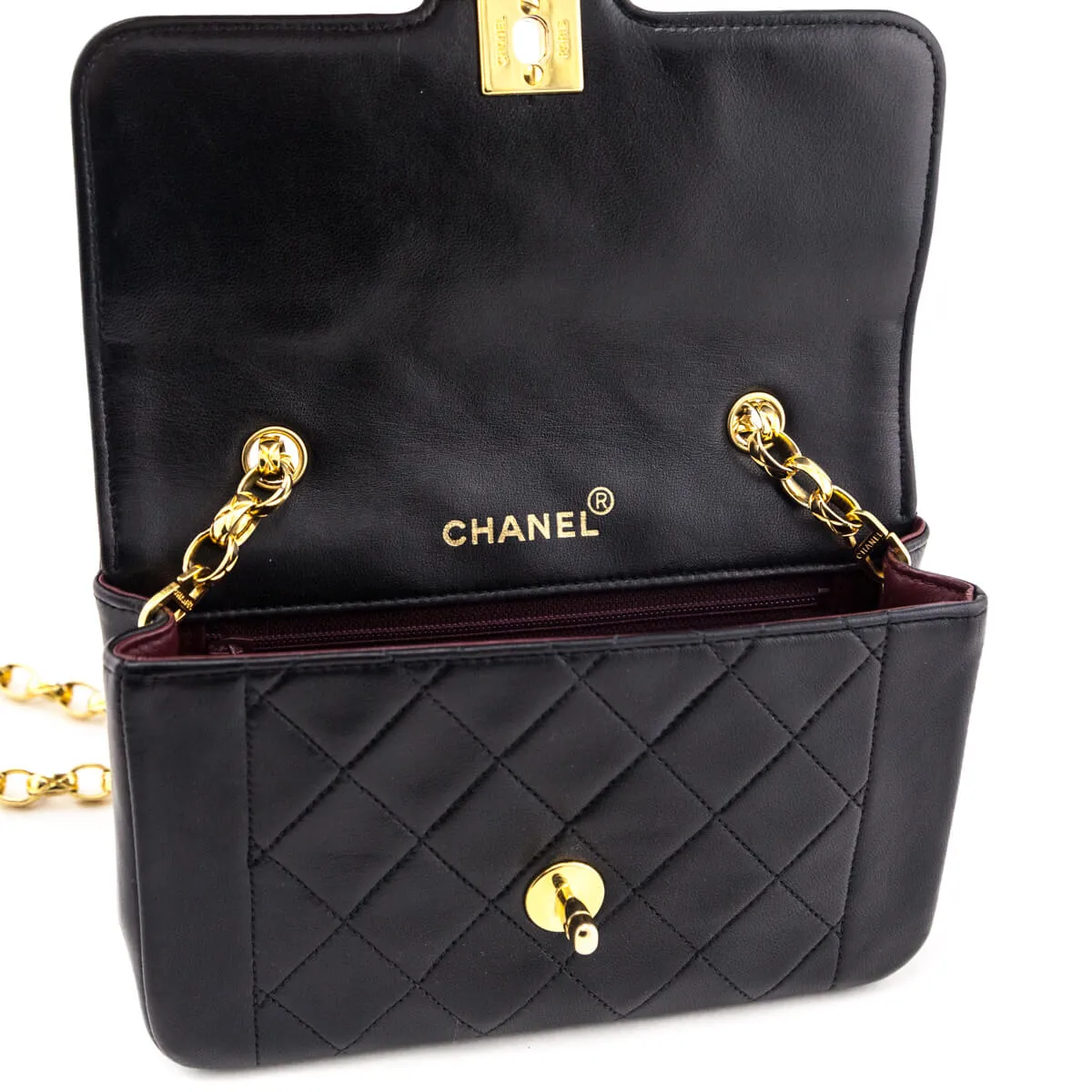 Chanel Black Quilted Lambskin Vintage Mini Diana Flap Bag
