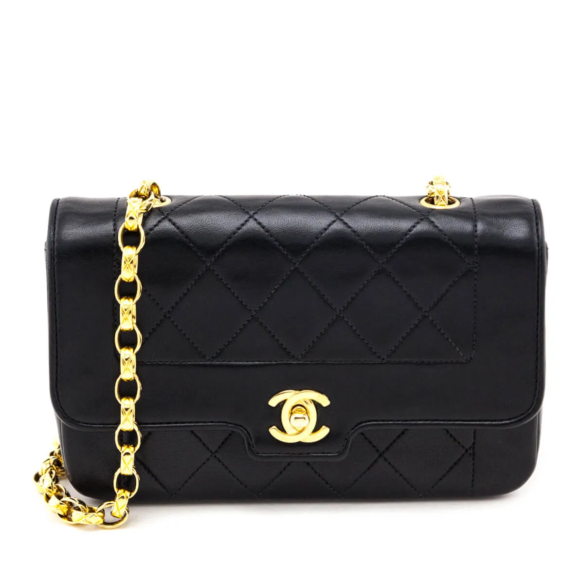 Chanel Black Quilted Lambskin Vintage Mini Diana Flap Bag