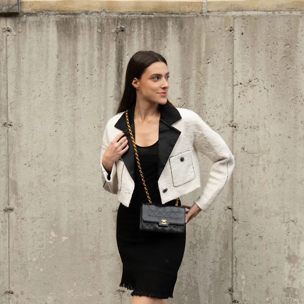 Chanel Black Quilted Lambskin Vintage Mini Diana Flap Bag