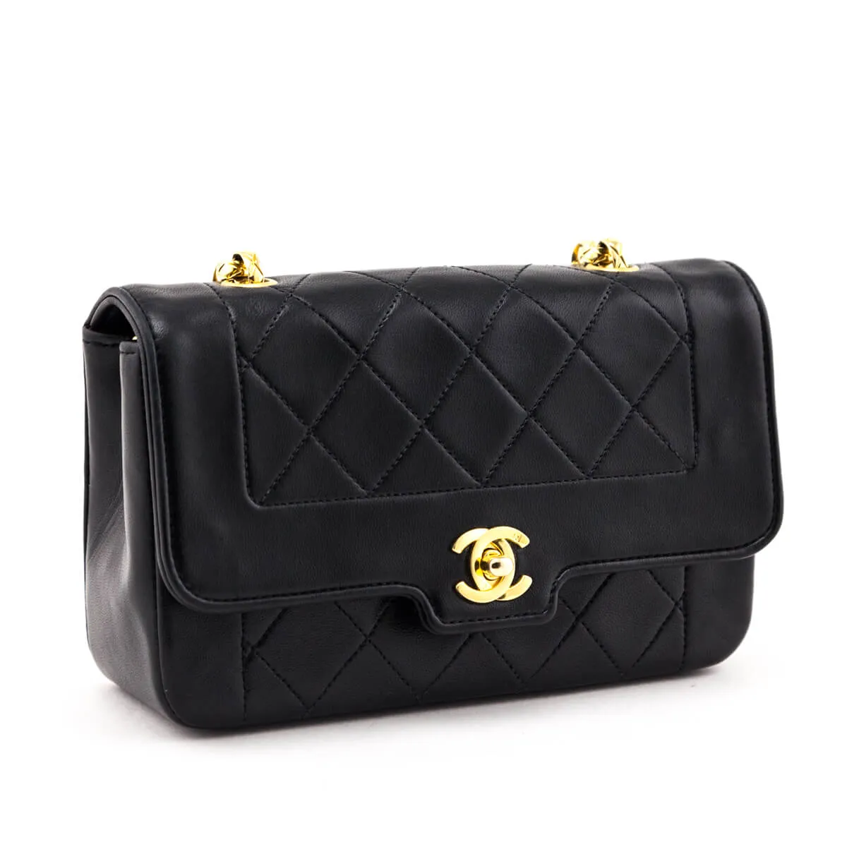 Chanel Black Quilted Lambskin Vintage Mini Diana Flap Bag