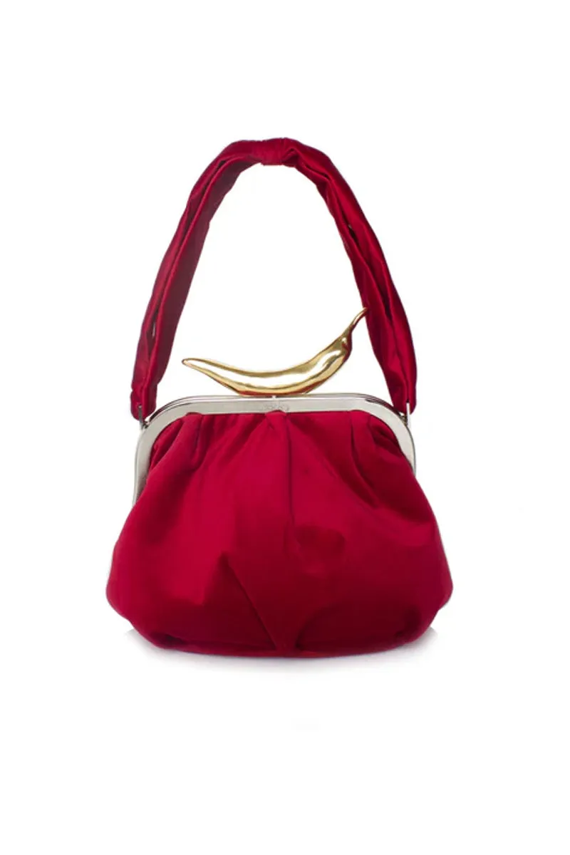 CHILI ON RED VELVET BELLA HANDBAG