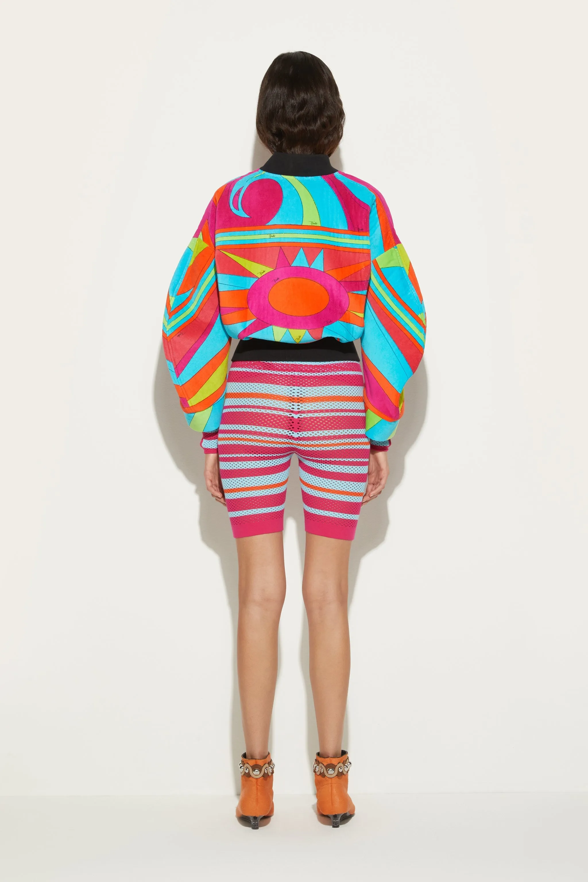 Cigni-Print Velvet Bomber Jacket