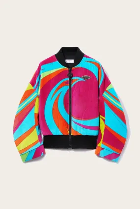 Cigni-Print Velvet Bomber Jacket