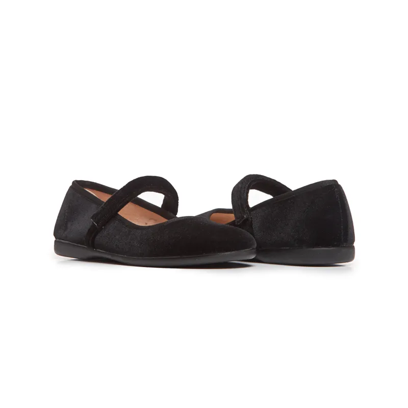 Classic Velvet Mary Janes In Black