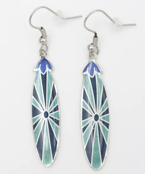 Cloisonne Inspired Shield Earrings