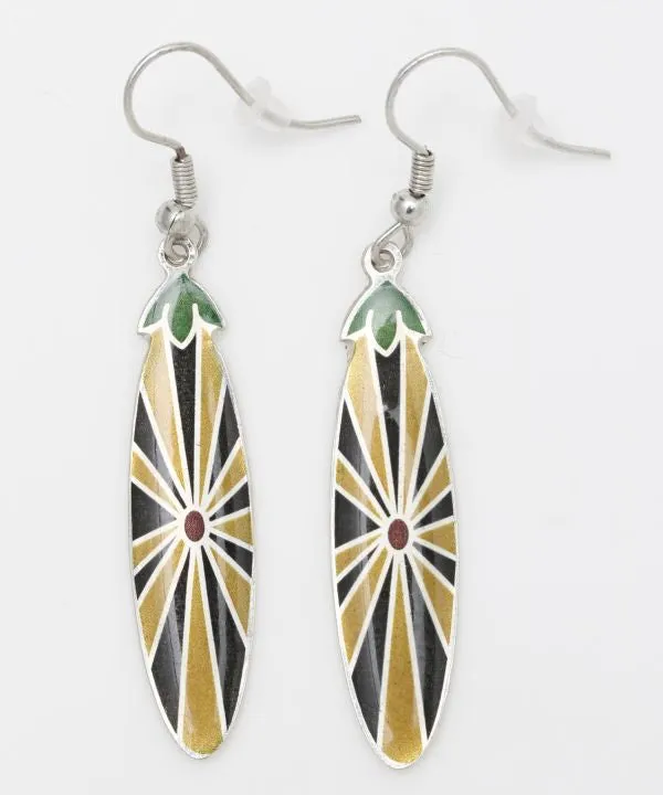 Cloisonne Inspired Shield Earrings