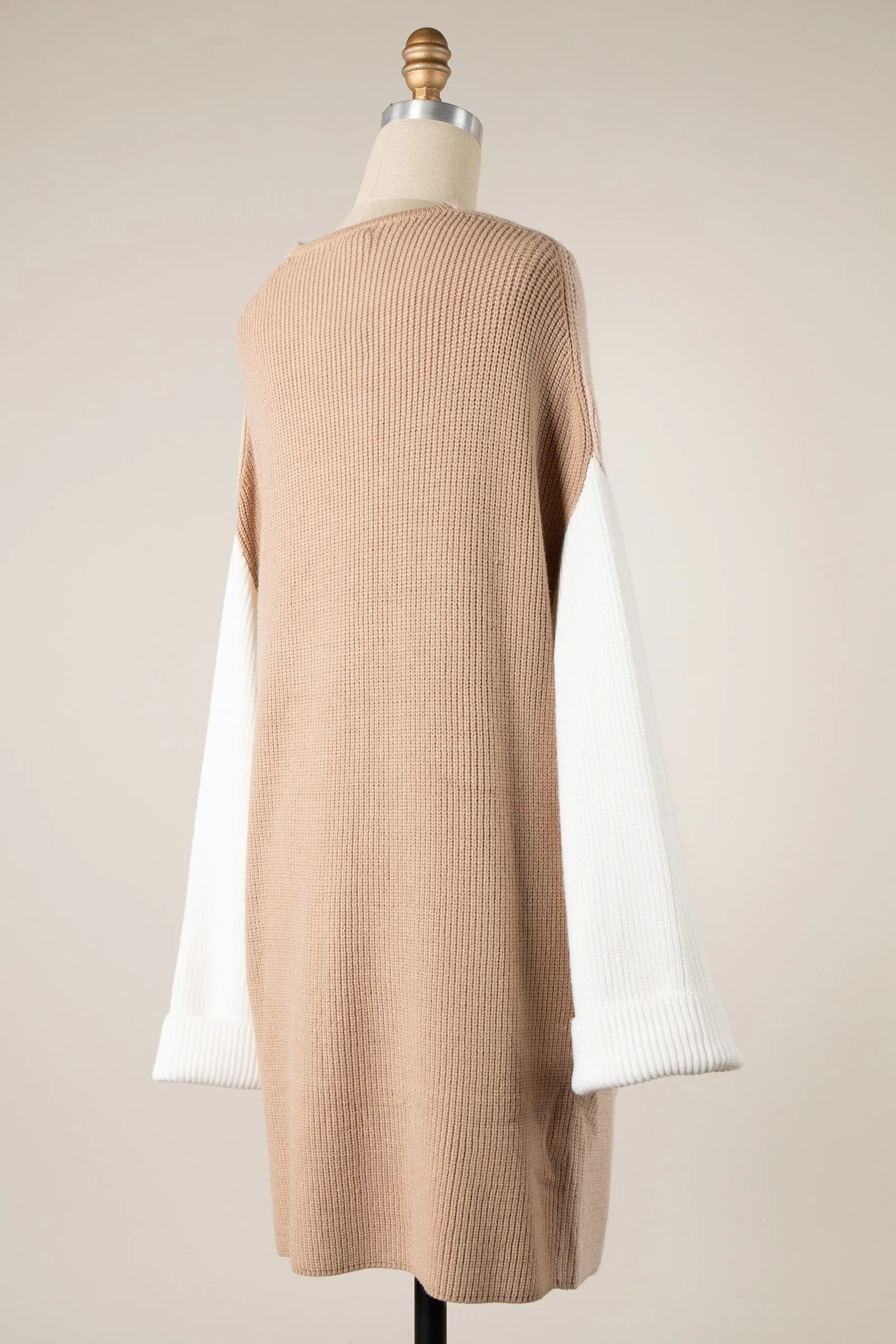 COLOR BLOCK LONG BODY KNIT CARDIGAN 1 PACK