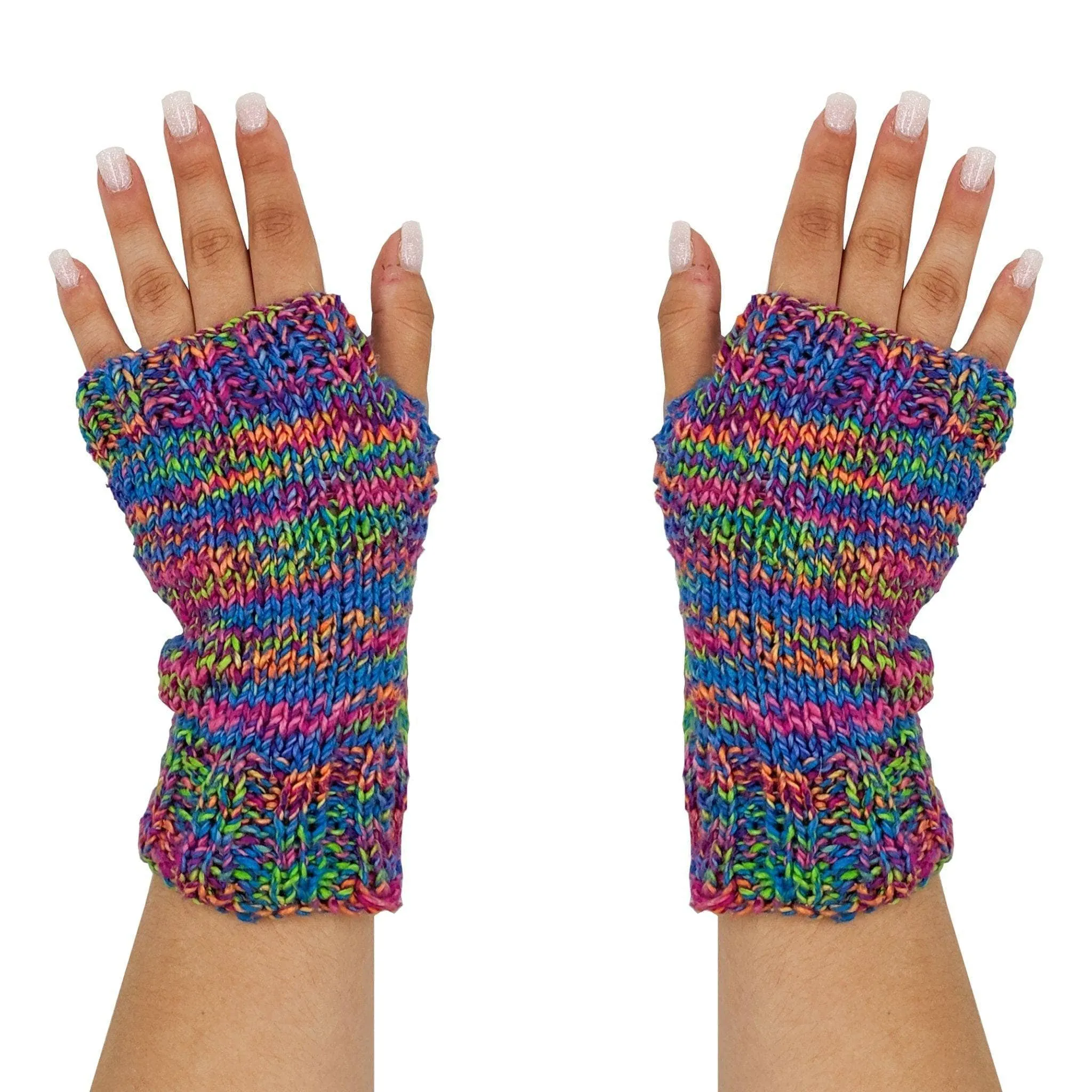 Colorful Fingerless Mitts Knitting and Crochet Pattern