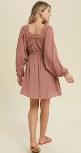 CRINKLE GAUZE MINI DRESS
