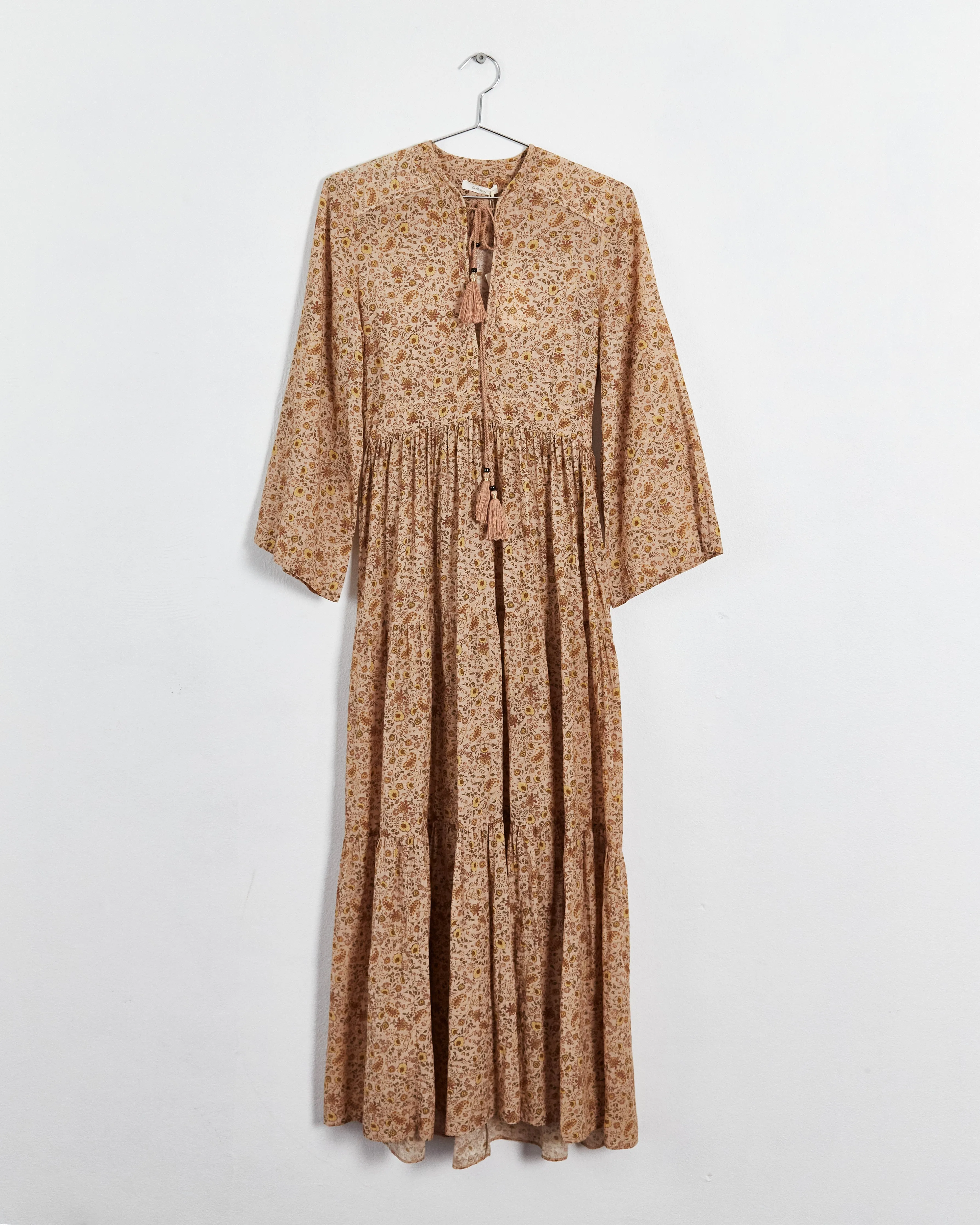 Dôen 'prem' batik floral maxi dress, mustard, 6