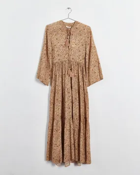 Dôen 'prem' batik floral maxi dress, mustard, 6
