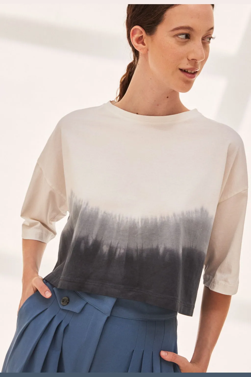 DIJ210 CROP T-SHIRT DIP DYED JERSEY