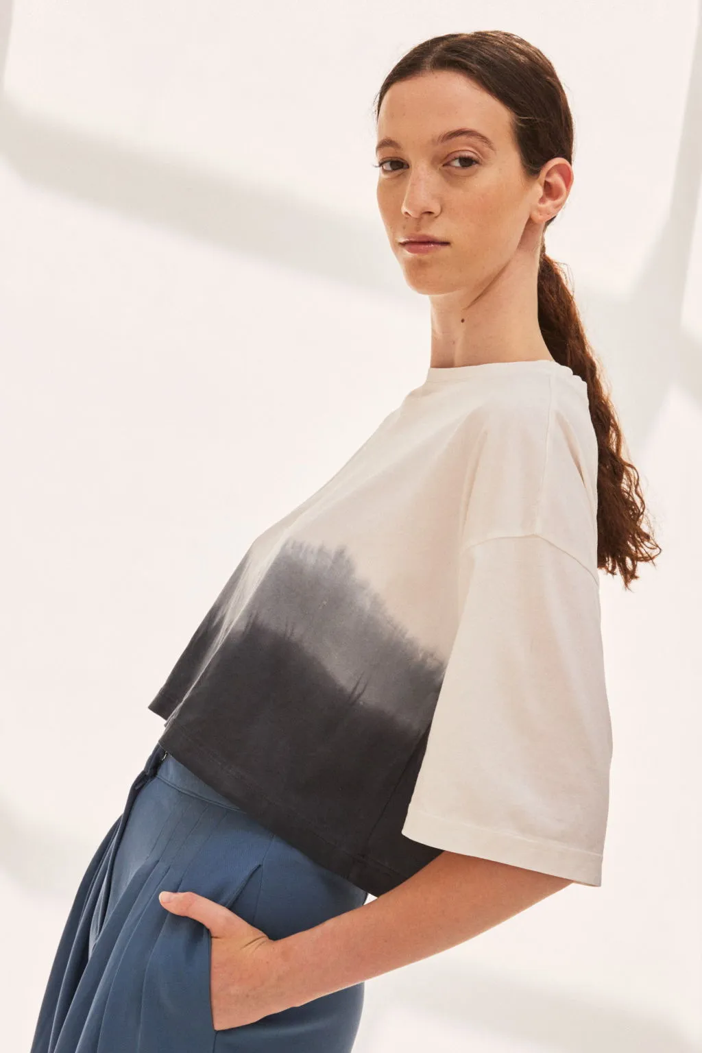 DIJ210 CROP T-SHIRT DIP DYED JERSEY