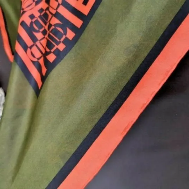Dior Red Black Olive Cd Logo Print Scarf