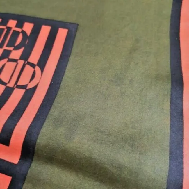 Dior Red Black Olive Cd Logo Print Scarf