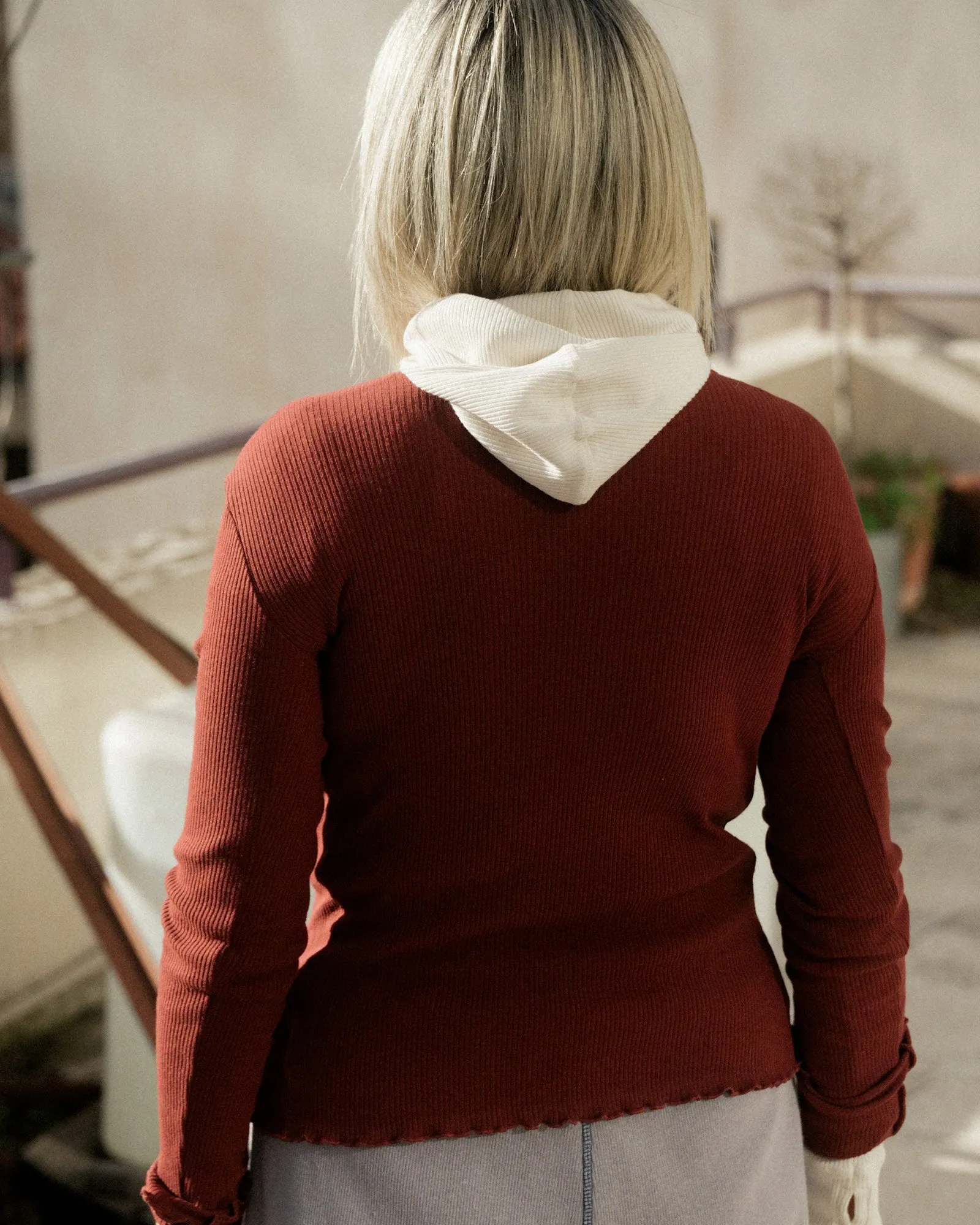 Disc Cardigan - Recycled Cotton - Bine Red