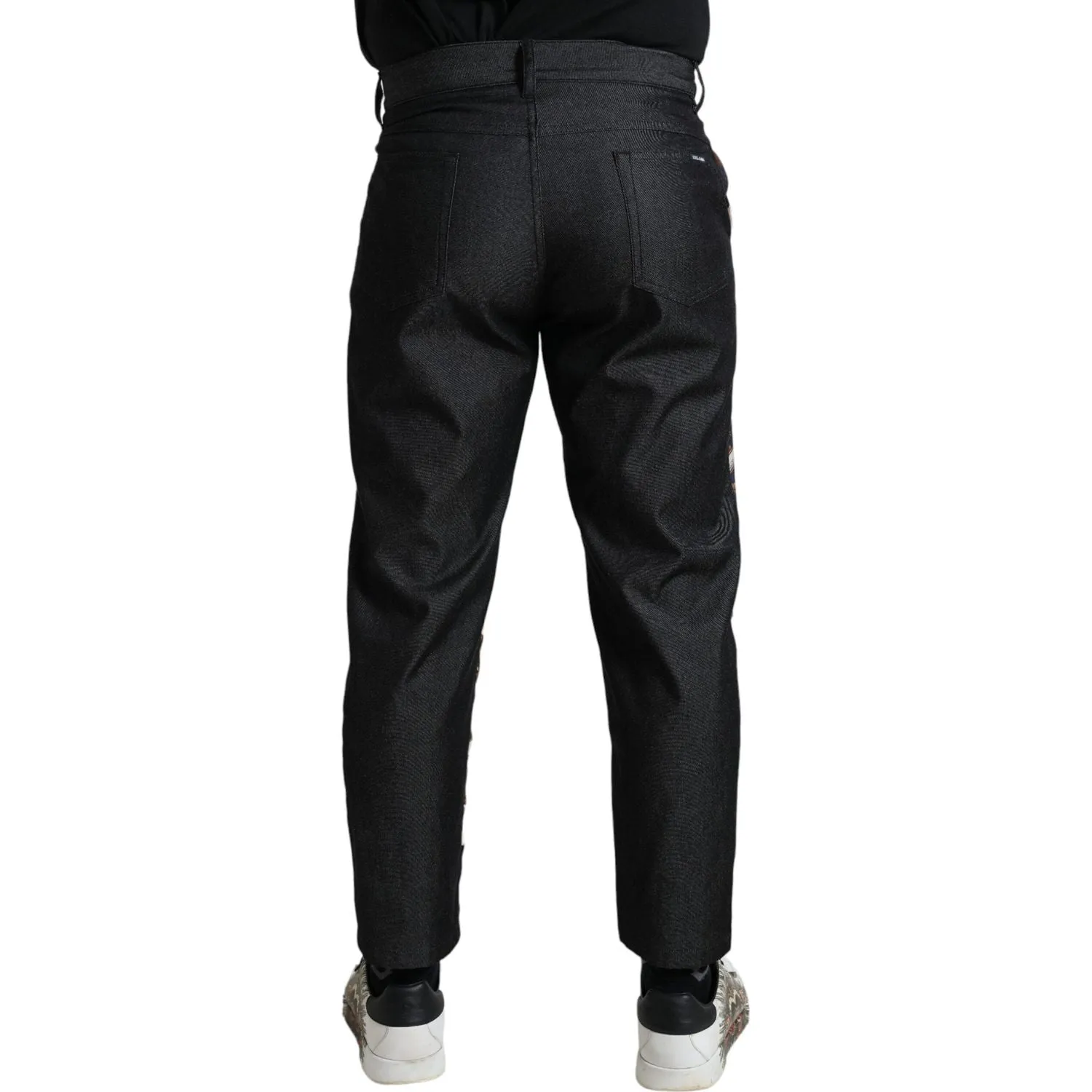 Dolce & Gabbana Elegant Silk Skinny Pants with Heraldic Print