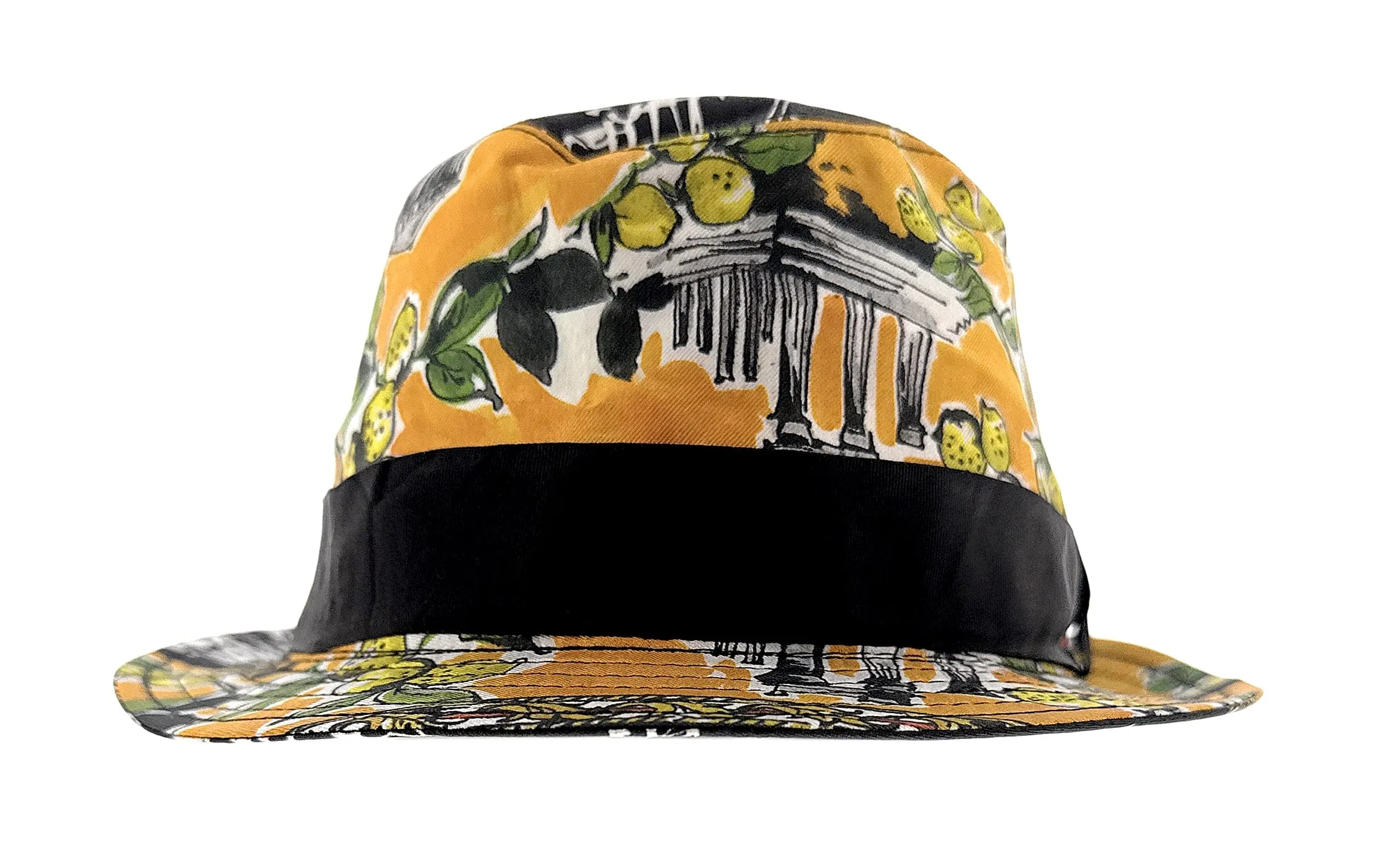 Dolce & Gabbana Silk Yellow Lemon Printed Sun Hat