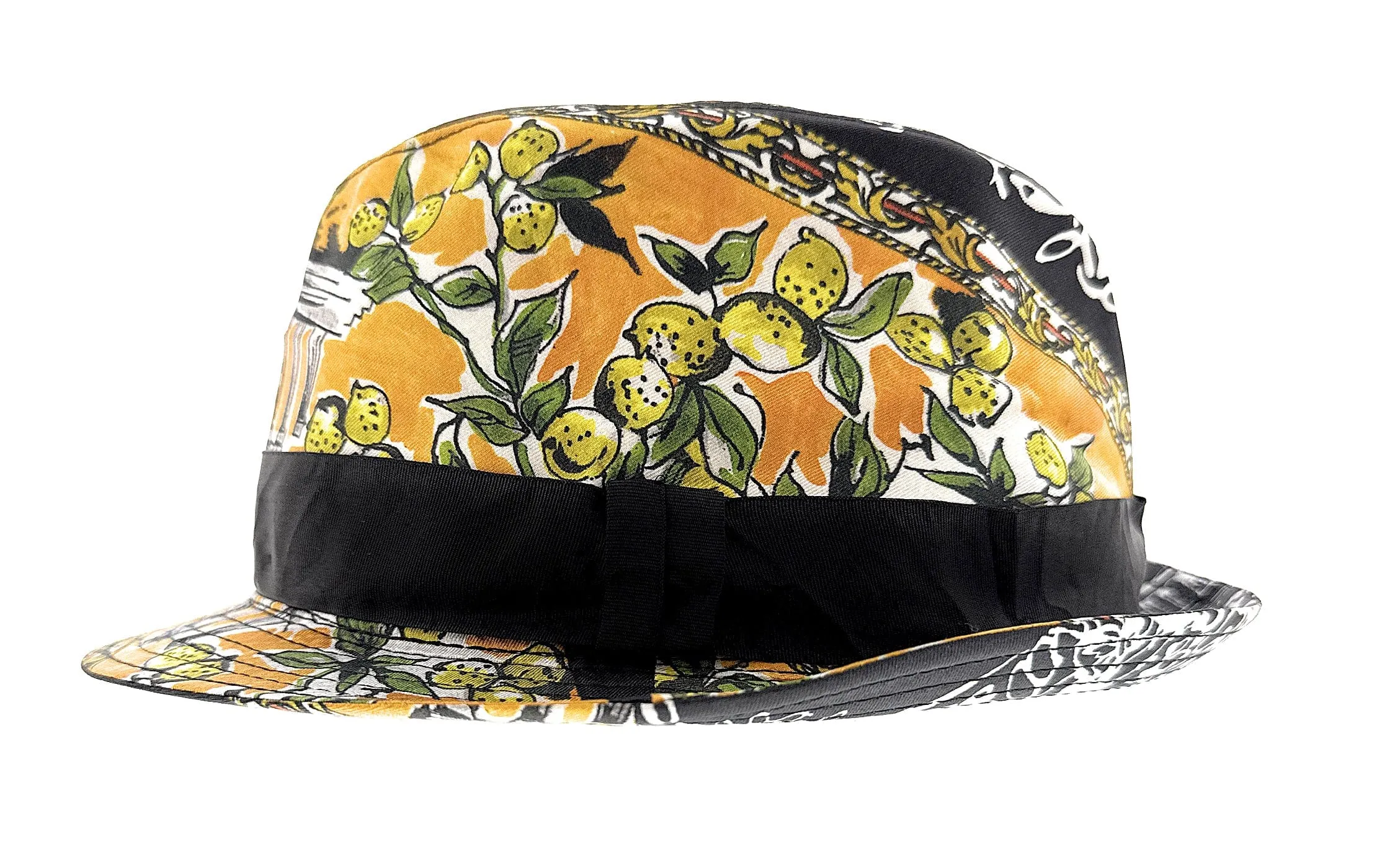 Dolce & Gabbana Silk Yellow Lemon Printed Sun Hat
