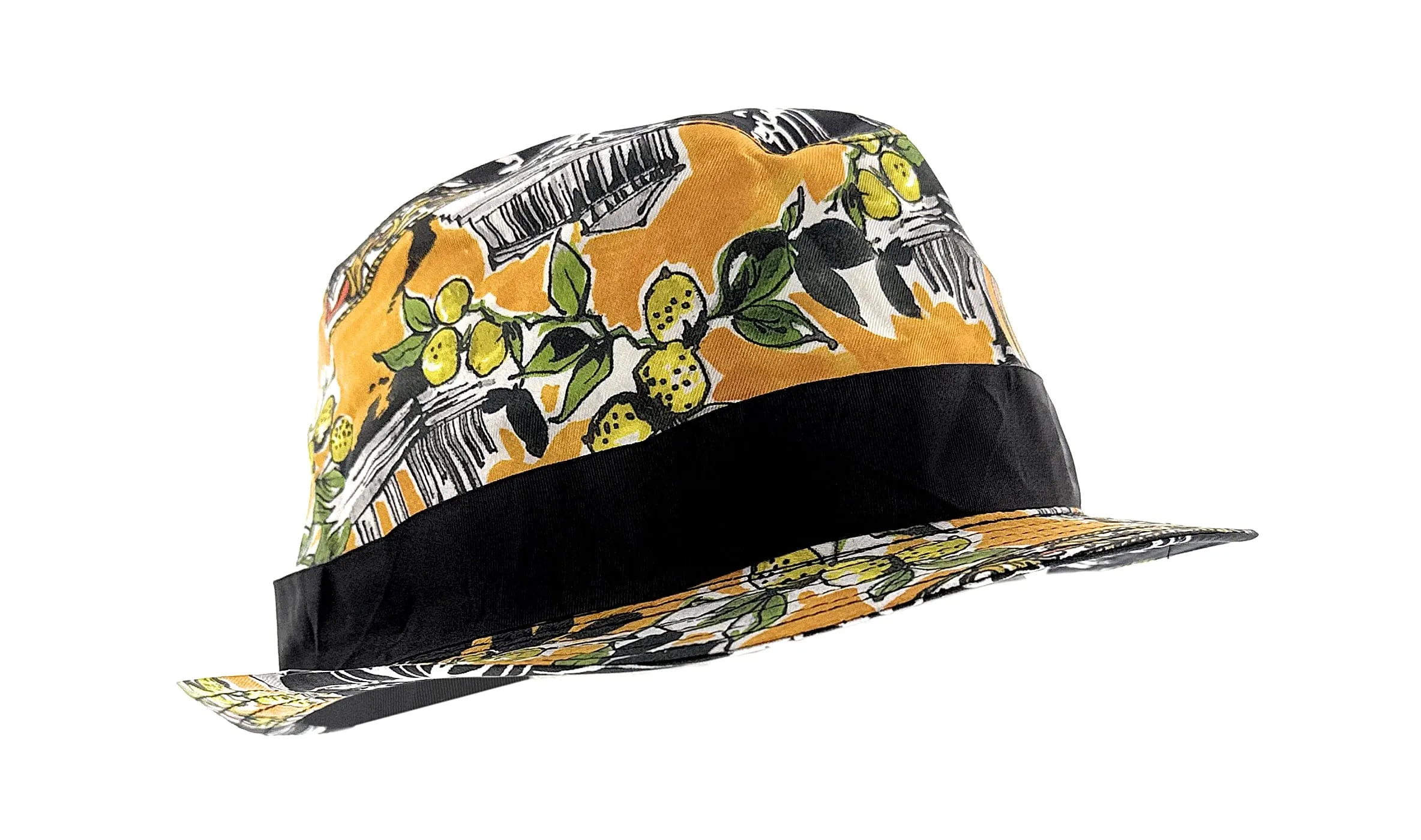 Dolce & Gabbana Silk Yellow Lemon Printed Sun Hat