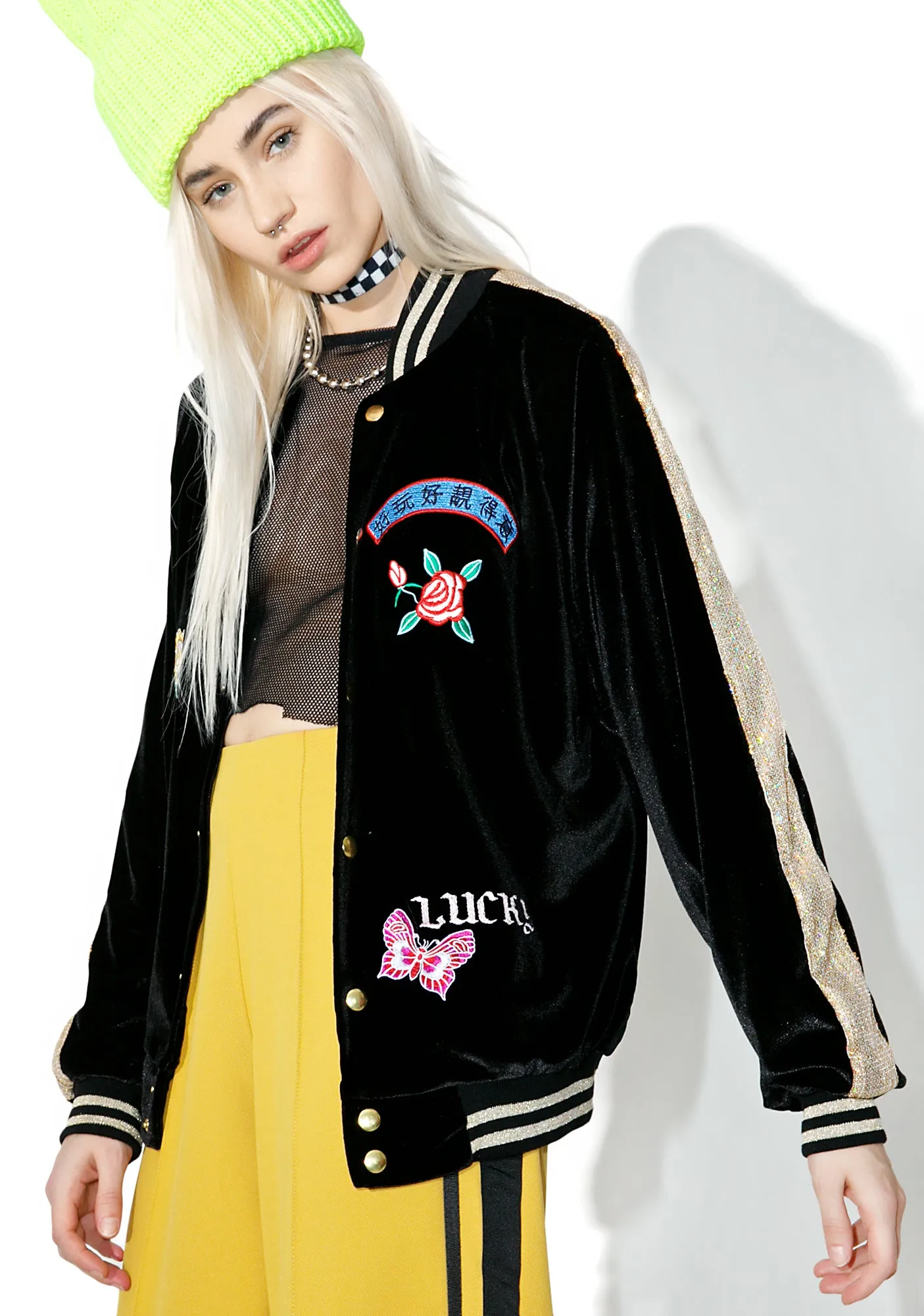 Embroidered Velvet & Sequin Bomber Jacket