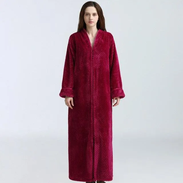 Flannel Robe Male Winter Dressing Warm Fleece Long Thick Men's Bathrobe Nightgowns Menâ€˜s Bath Robe Winter Sleep L XL XXL XXXL