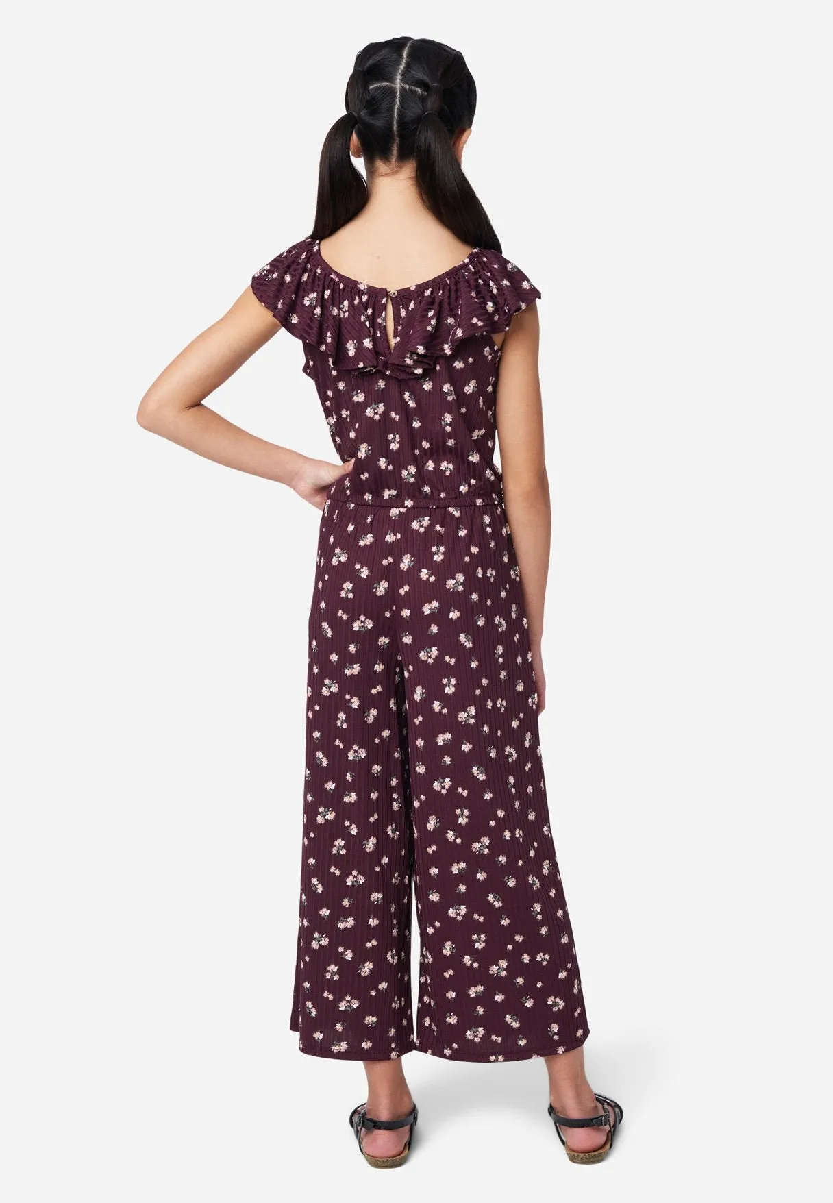 Floral Button-Front Jumpsuit