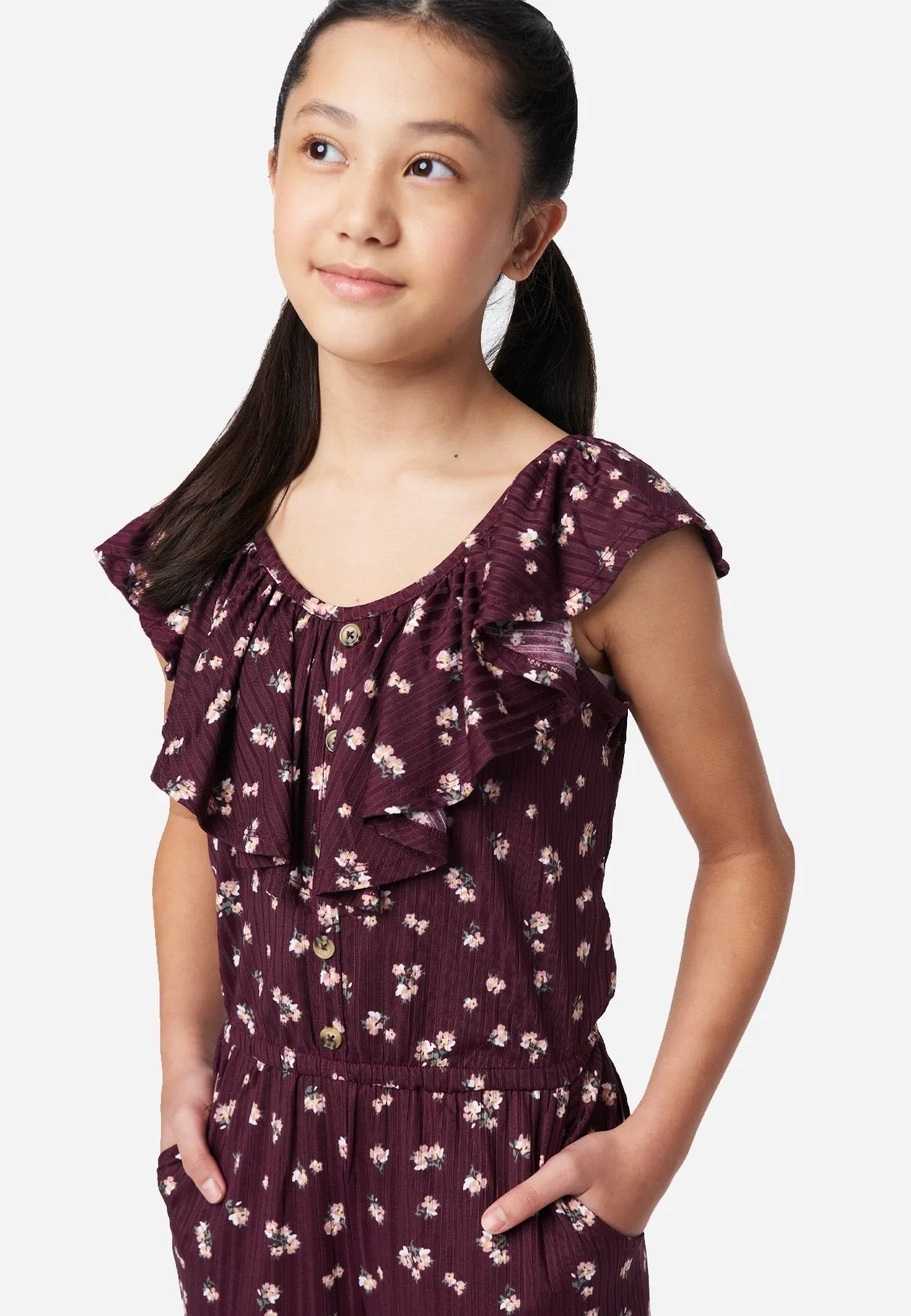 Floral Button-Front Jumpsuit