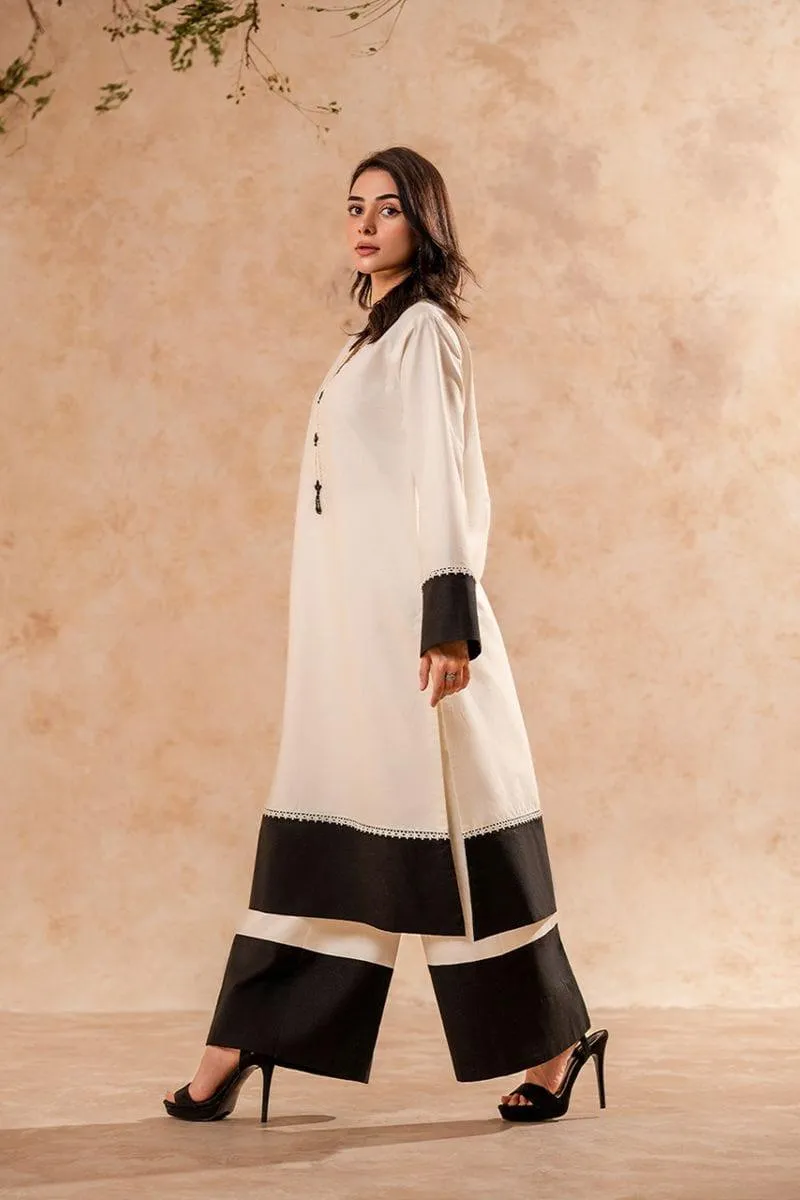 Fozia Khalid - Monochrome Tunic with Trouser - Cotton - 2 Piece