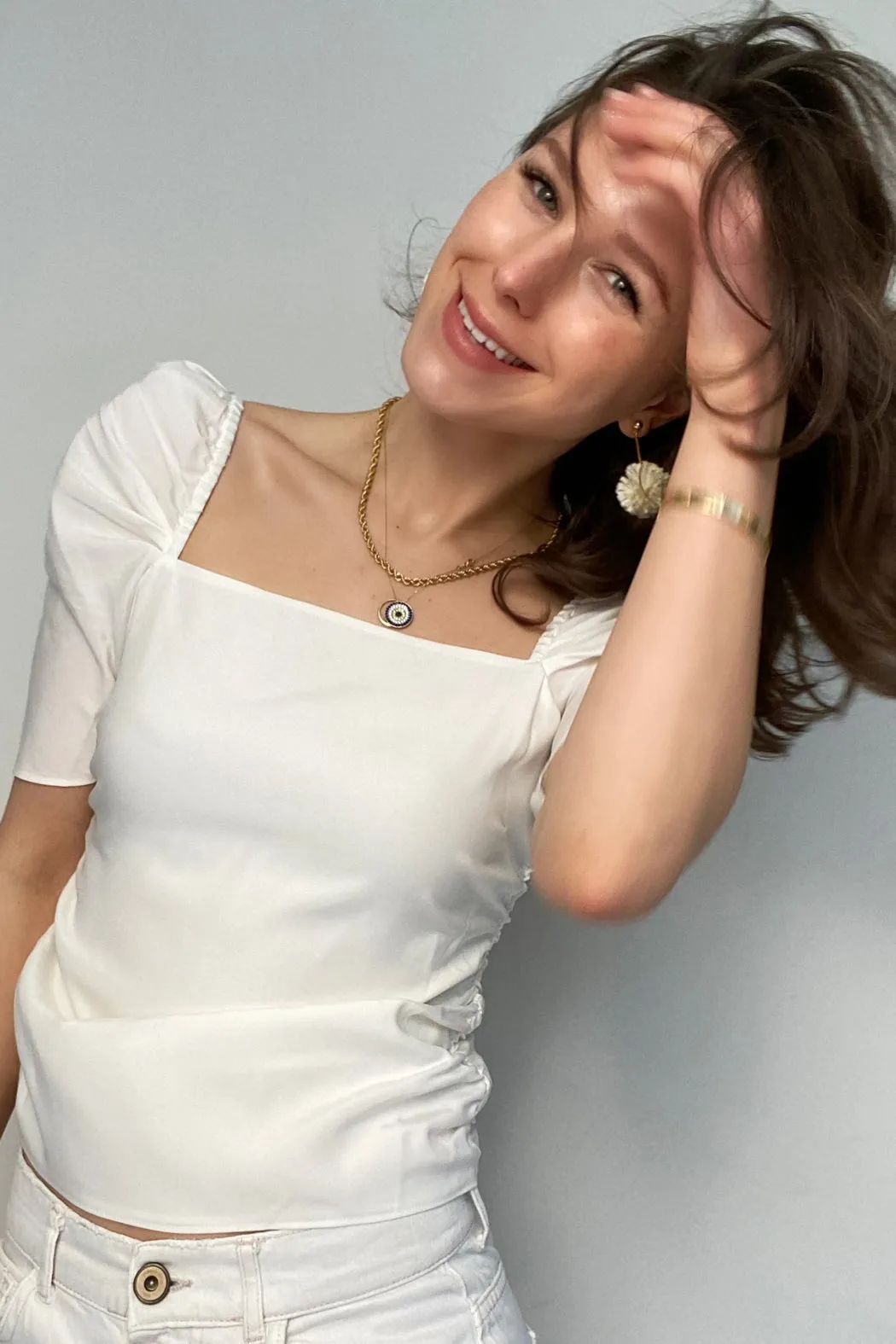 FRAME - Betty Top Off White