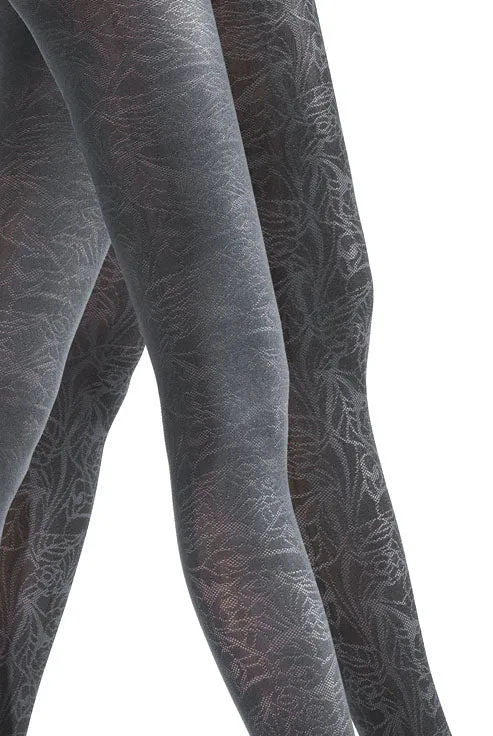 Franzoni Pavia Reversible Abstract Leaf Pattern Tights
