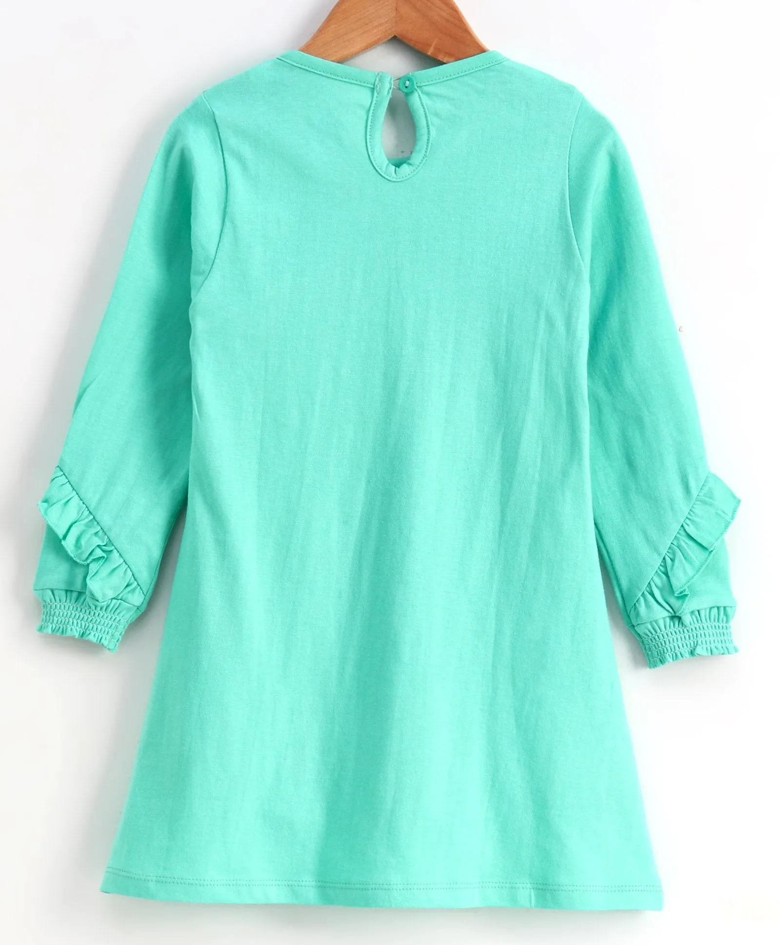 Girls Frill Detailed Full Sleeve Solid Dress