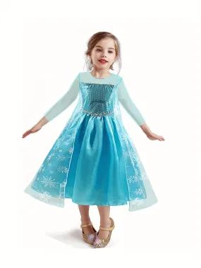 Glittering Princess Mesh Dress - Sparkling Sequin Long Sleeves - Perfect for Party Performances and Special Occasions - A Dream Gift for Sweet Girls