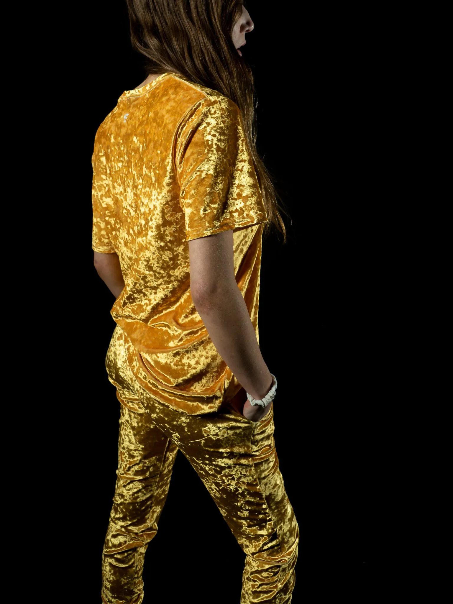 Gold Unisex Crushed Velvet Joggers