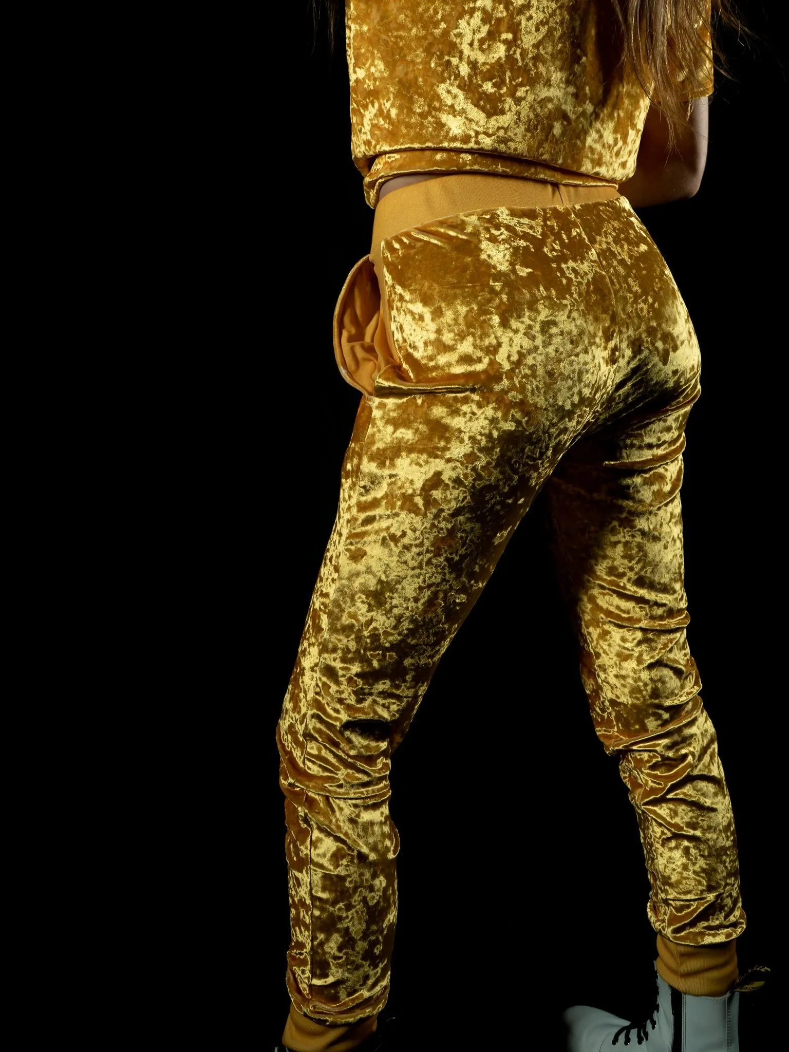 Gold Unisex Crushed Velvet Joggers