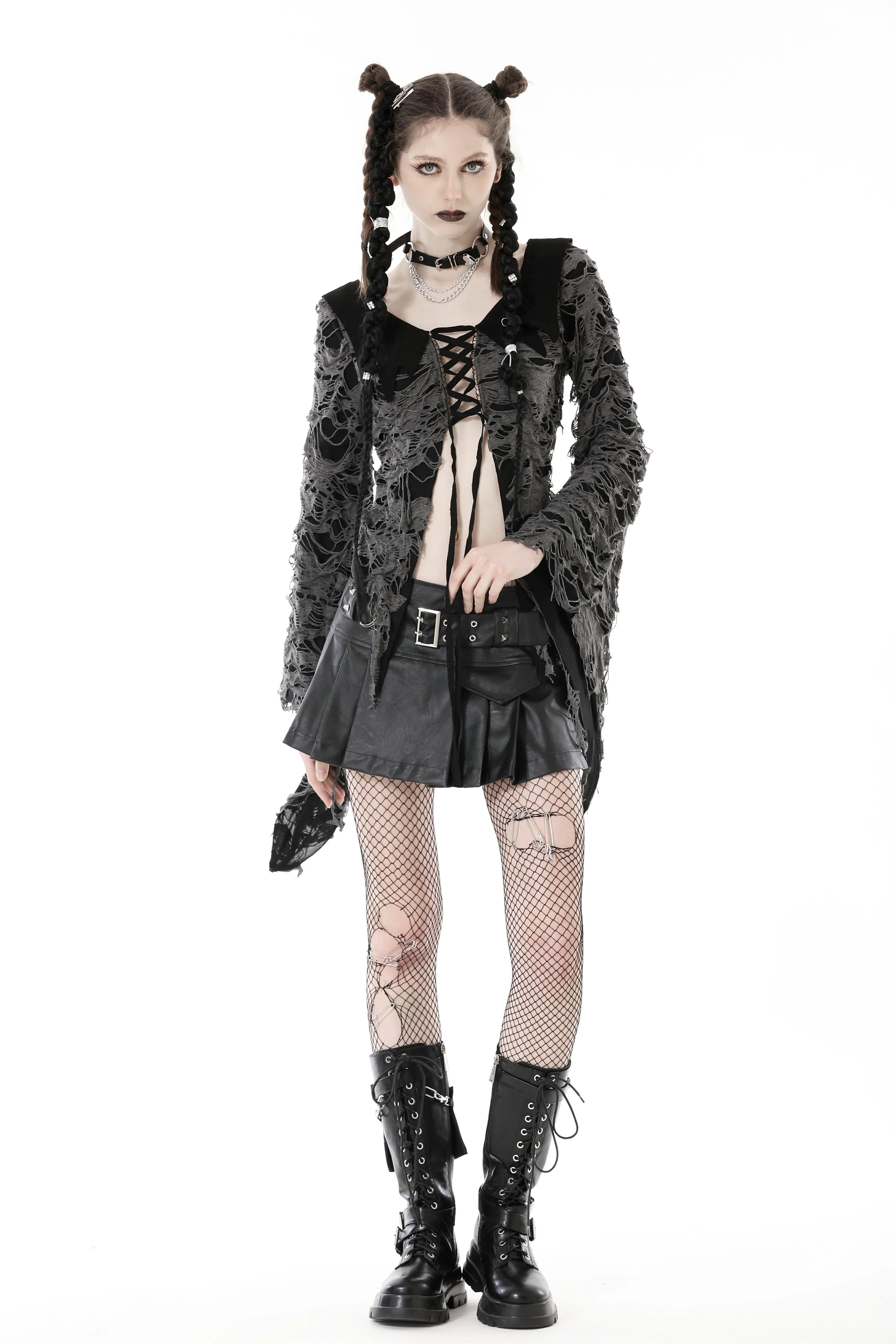 Gothic decadent shredded cardigan JW242
