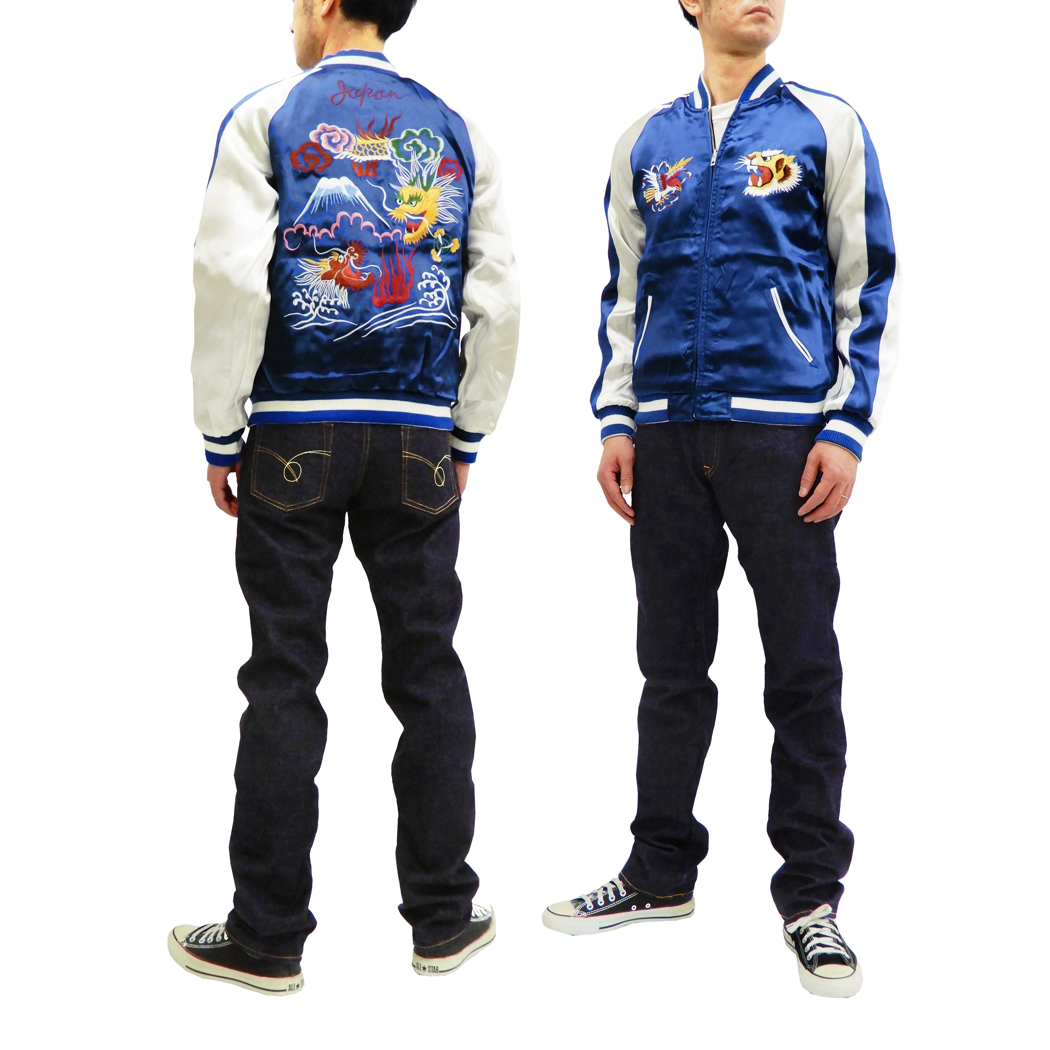 Hanatabi Gakudan Men's Velvet Japanese Souvenir Jacket Japan Map Sukajan Script SVJ-001