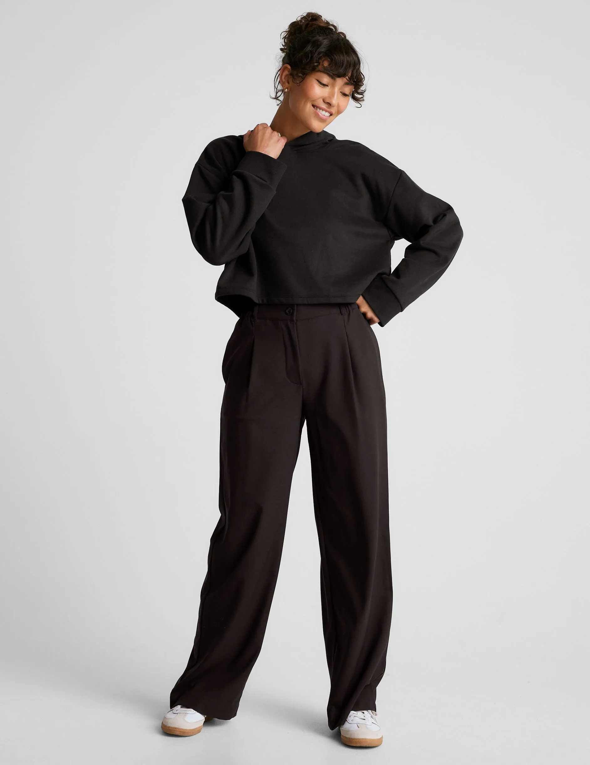 Happiness Fleece Cropped Hoodie