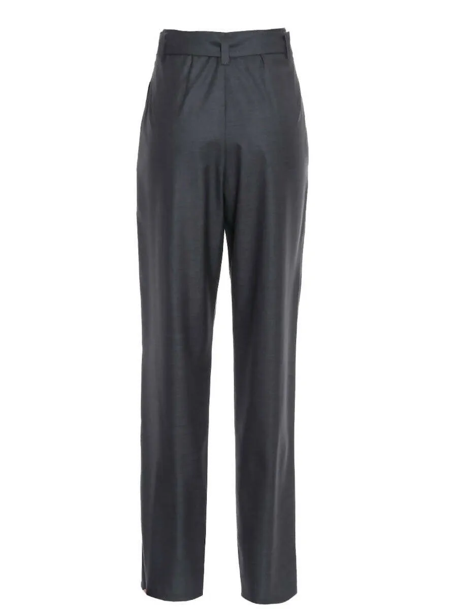 HIGH-WAISTED WOOL TROUSER "CAROLIN" IN GREY