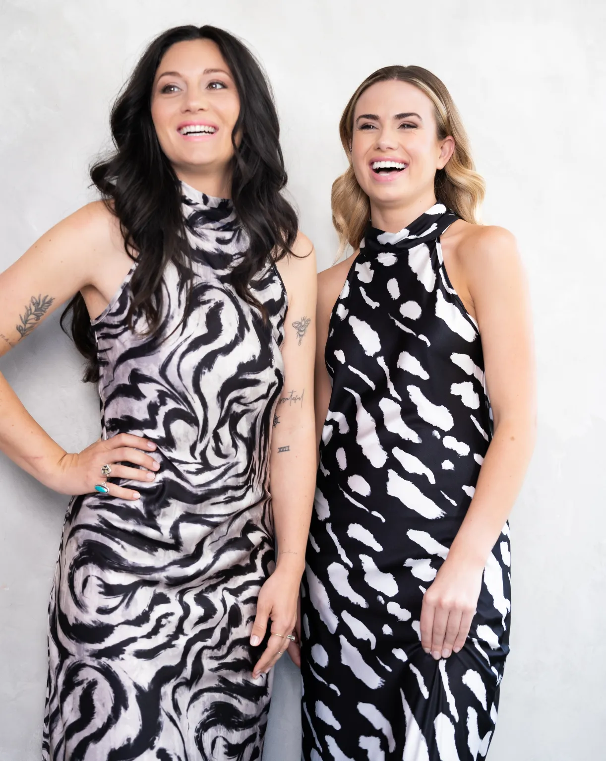 Jenna Halterneck Dress | Black & Ivory