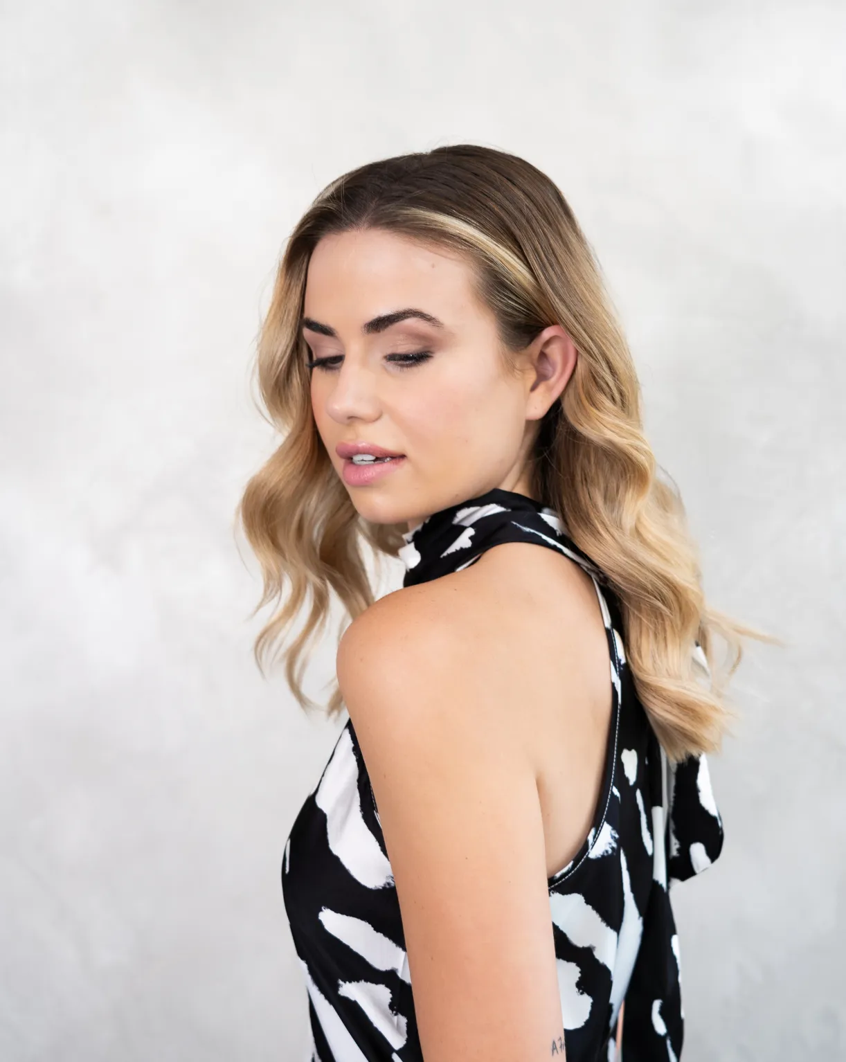 Jenna Halterneck Dress | Black & Ivory