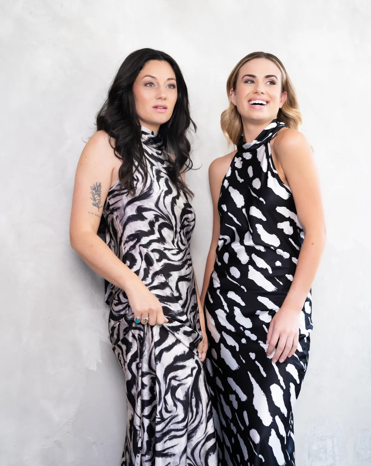 Jenna Halterneck Dress | Black & Ivory