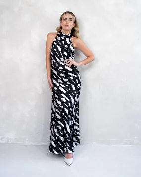 Jenna Halterneck Dress | Black & Ivory