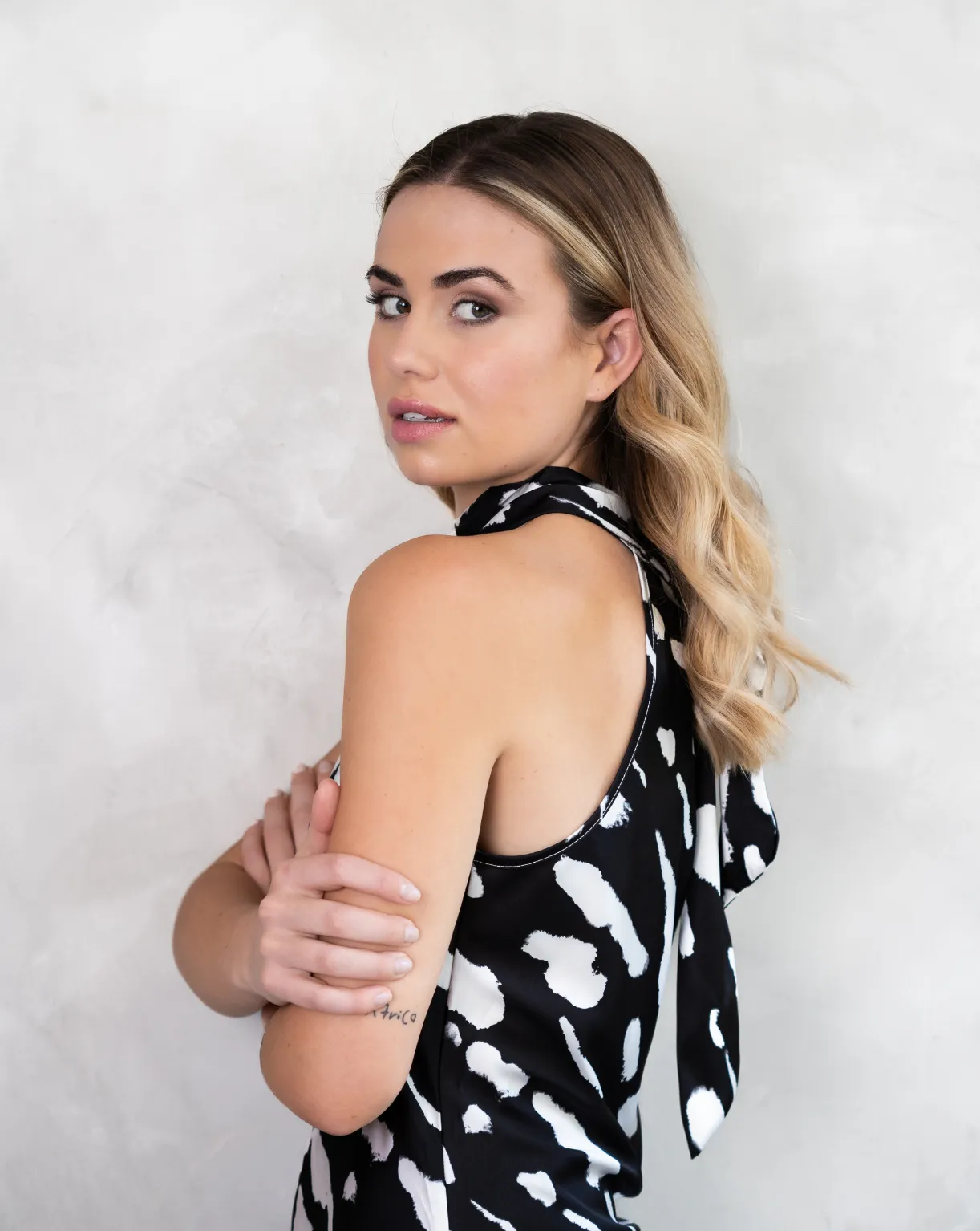 Jenna Halterneck Dress | Black & Ivory