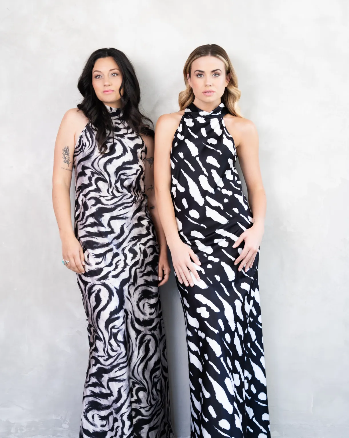 Jenna Halterneck Dress | Black & Ivory
