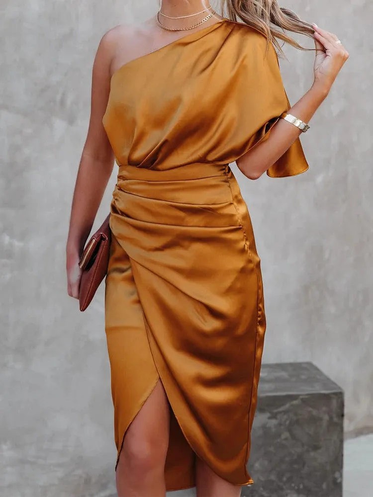 JuliaFashion - 2024 Sexy Party One Shoulder High Split Bandage Long Dresses
