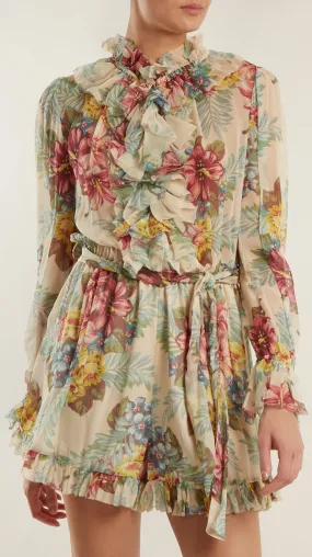 'Kali' Floral-Print Silk-Georgette Playsuit