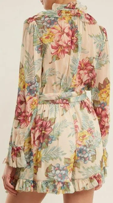 'Kali' Floral-Print Silk-Georgette Playsuit