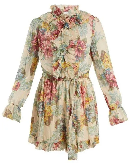 'Kali' Floral-Print Silk-Georgette Playsuit